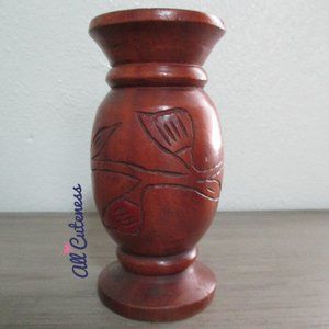 Vintage Carved Wood Vase